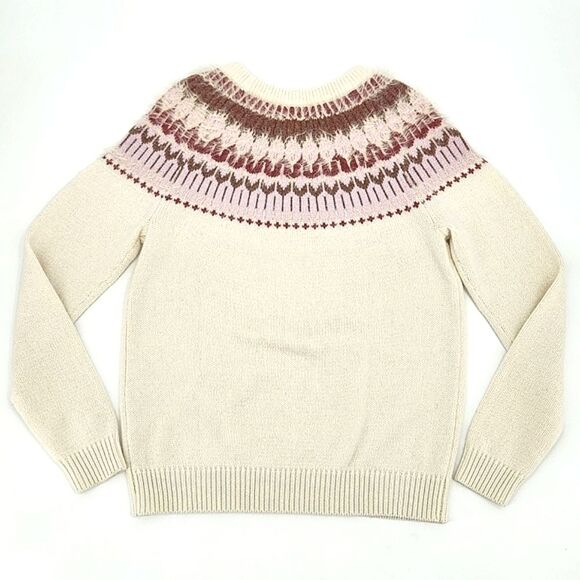 Lilla P Fair Isle Sweater Size Small Womens Ivory White Pink Merino Wool Blend - Picture 2 of 8